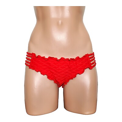 #ad Sundazed Candice Ruffle red hot bikini bottom size M $12.99