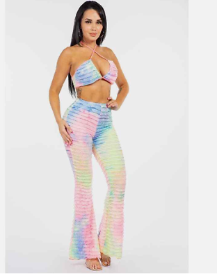 #ad Beachwear women#x27;sTwo piece Swimsuit Cover up:Mesh and Sheer top amp; Pants SET SML $25.00