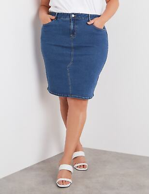 #ad Plus Size Womens Skirts Midi Summer Blue Cotton Pencil Work BeMe $18.62