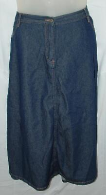 Dark Denim Plus 2X 18 Casual Wear Cotton Midi Skirt Front Pockets ROAMANS $23.75