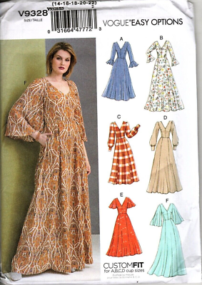 #ad Vogue Easy Options V9328 Misses 14 to 22 Midi and Maxi Dress Sewing Pattern $20.36