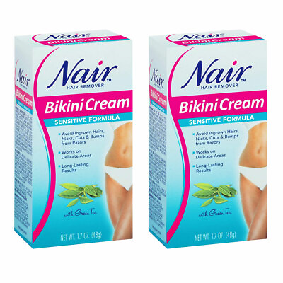 #ad 2 Pack New Nair Hair Remover Sensitive Formula Bikini Cream With Green Tea 1.7oz $16.19