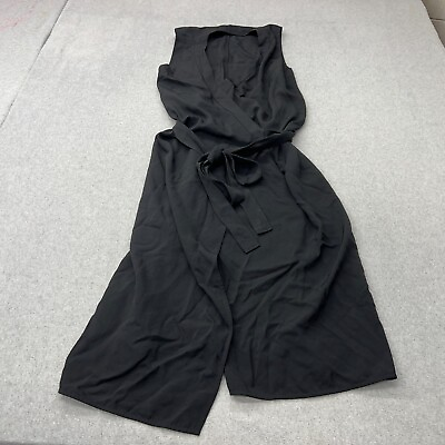 #ad Everlane Dress Womens 10 Black Wrap Style Long Sleeveless Classy Tie Front $49.99