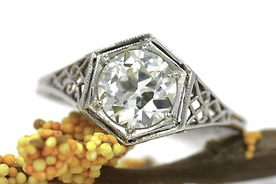 #ad #ad Art Deco Natural Old European Cut Diamond Engagement Ring Platinum 1.41 CTW $4495.00