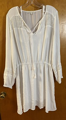 #ad Daniel Rainn White Beach Dress Sheet Gauze Like Material Long Sleeves Size Large $21.21