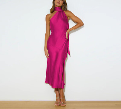 #ad Women High Neck Sleeveless Casual Evening Gown Cocktail Long Maxi Dress $43.41
