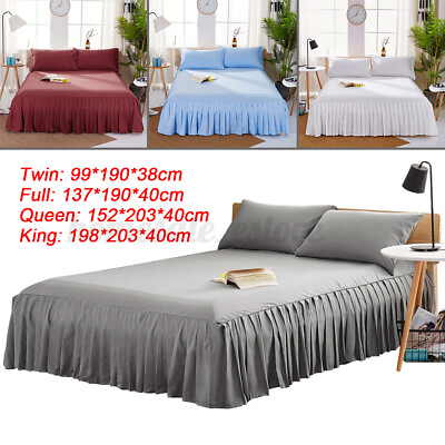 New Bed Skirt Bed Fitted Sheet Cover Bedspread Pillowcase Home Hotel Be $9.45