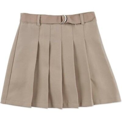 #ad George Girls School Uniform Belted Pleated Scooter Skirt 14 1 2 Plus Warm Beige $13.53