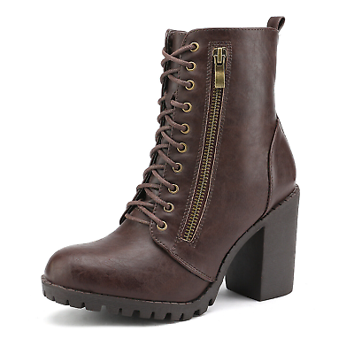 #ad New Women#x27;s Boots Lace up Ankle Boots with Side Zipper $27.00