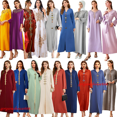#ad Muslim Women Long Maxi Dress Abaya Kaftan Robe Loose Caftan Dubai Islamic Gown C $59.56
