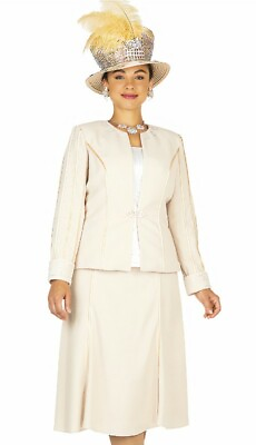 #ad New With Tags Ladies Church Suit Champagne Knit Size 8 $75.00