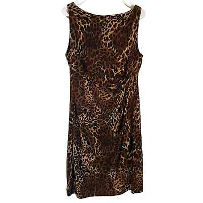 #ad Lauren Ralph Lauren Sz 14 Animal Print Leopard Stretchy Side Ruch Cocktail Dress $22.00