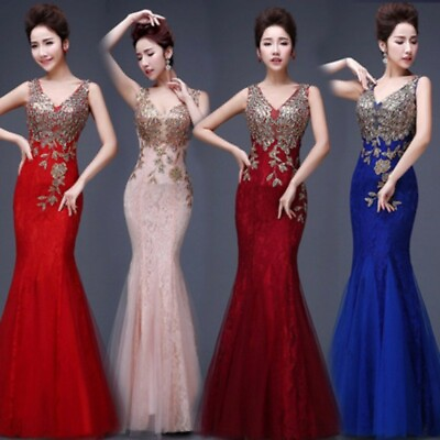 Women Lace Formal Dress Evening Gown Fishtail Mermaid Bodycon Cocktail Plus Size $99.99