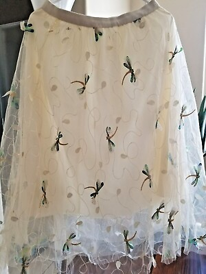 #ad Women Dragonfly Embroidered Tulle Skirt Elastic Waist Fairy Party Skirt $39.99