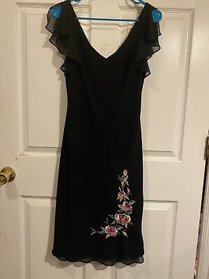 #ad Ladies Beautiful Black Cocktail Formal Dressy S.L.Fashion Split Sleeve Dress 10 $32.00