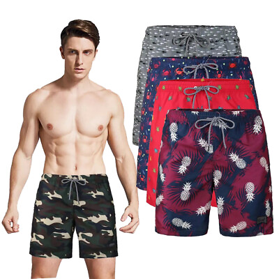#ad Men Swim Trunks Swimming Shorts Beach Board Swimwear Suit with Mesh Lining $13.29