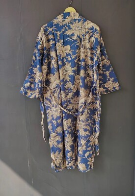 #ad #ad Grey Floral Kimono Beach Cover up Boho Style Bohemian Cotton Kimono Robe $28.22