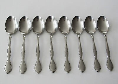 #ad Sears Roebuck amp; Co. Tradition LAKEWOOD Stainless 8 OVAL SOUP SPOONS $24.95