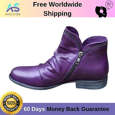 Women Shoes Size Ankle Boots Ladies Flat Heel Zipper Comfy Round Toe Booties2023 $24.99