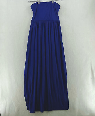 #ad Forever 21 Maxi Dress Women#x27;s Sz Small Royal Blue Strapless Pleated Long $8.70