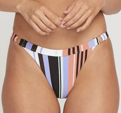 #ad Volcom Stripe Tease Hipster Full Coverage Bikini Bottoms SZ M NWT $25.00