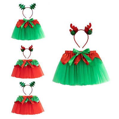 #ad Kids Girls Mini Skirts Holiday Tutu Skirt Performance Christmas Costumes Tulle $9.34