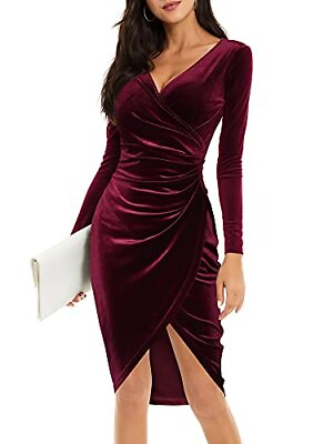 #ad #ad HUHOT Burgundy Velvet Winter Dress 2022 Homecoming Dress Cocktail Dresses for $7.99