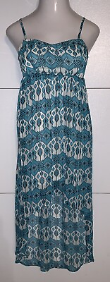 Womens Blue amp; White Spaghetti Strap High Low Lined Dress Size Small S $12.99