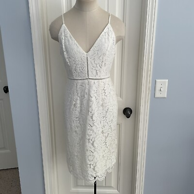 ASTR the Label Medium White Floral Lace Dress Spaghetti Strap Bride Shower $29.99