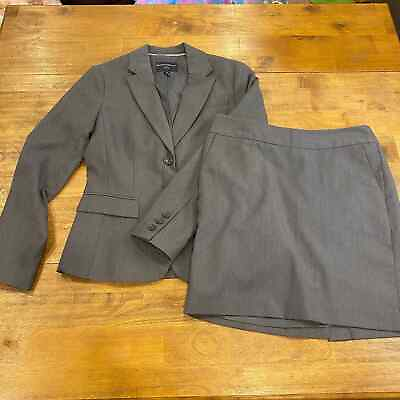 #ad Banana Republic 2 Piece Skirt Suit Petite Size Stretch 2P Jacket 4P Skirt Gray $35.99