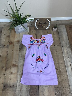 Mexican embroidered handmade dress Purple Boho Girls $24.99