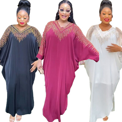 #ad #ad African Dashiki Abaya Muslim Women Long Maxi Dresses Kaftan Dubai Evening Gown $36.65
