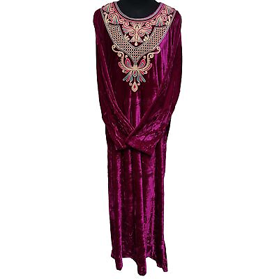 #ad Women Velvet Long Sleeve Maxi Dress Kaftan Farasha Abaya Robe Jilabiya GBP 28.49