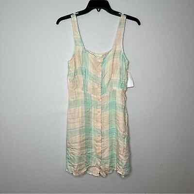#ad New About Pink Green Cream Plaid Sleeveless Sun Dress Women#x27;s size S $12.00