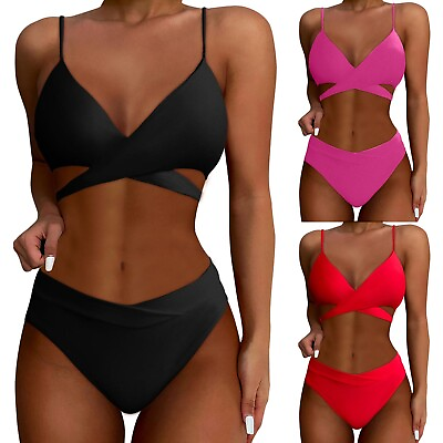 #ad Swimming Bikini For Women Floral Print Fast Dry Stretch Swimming Beachwear $20.59