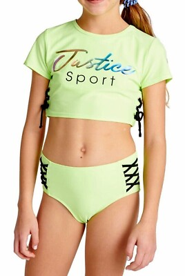 #ad JUSTICE Girls Swimsuit Tankini Bikini Rash Guard Lace 5 6 8 10 12 14 16 18 NWT $26.50