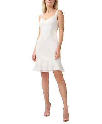 #ad ADRIANNA PAPELL Cocktail Dress Size 14 Ivory Embroirdered Ruffled NWT $199 $55.50