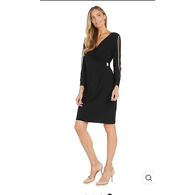 #ad NWT R amp; M Richards Black Cocktail Dress Size 14 $70.00