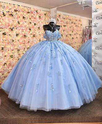 #ad Off Shoulder Quinceanera Dress Puffy 3D Flowers Sweet 16 Party Dresses Ball Gown $145.07