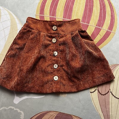 #ad Girls Brown Buttoned Skirt 6 7 Years Fall $9.00