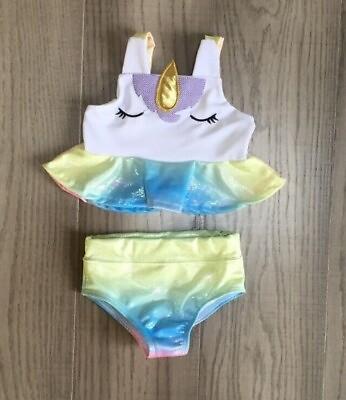 #ad NEW Boutique Unicorn Girls Bikini Swimsuit Bathing Suit $8.44