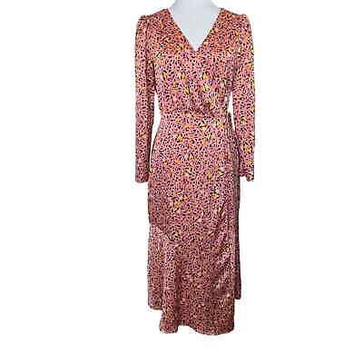 #ad Leith Wrap Maxi Dress Long Sleeve Pink Leopard Print Size S $40.00