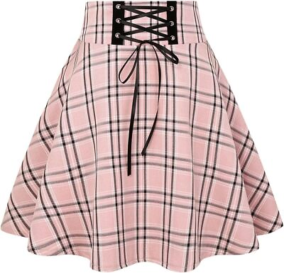 #ad IDEALSANXUN Gothic Plaid Mini Skirts for Women 2024 Short High Waist Plaid Skirt $61.92