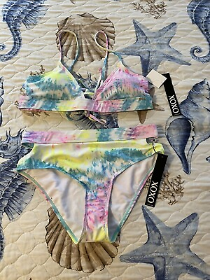 #ad Nwts Juniors XOXO 2 piece bikini swimsuit large cute $30.00