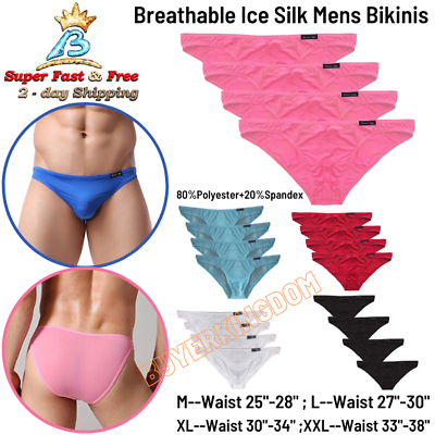 #ad Mens Brief Asian Size Breathable Ice Silk Triangle Bikini Sexy Underwear $25.89