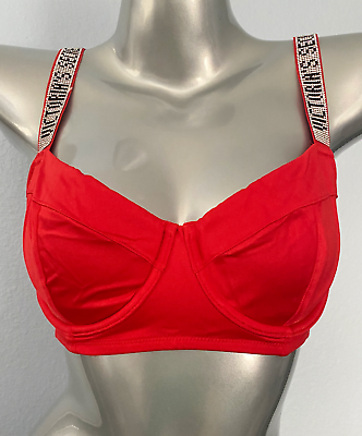 #ad #ad Victorias Secret Red Shine Strap Logo Sexy Wicked Swim Bikini Top Nwt VS $22.49