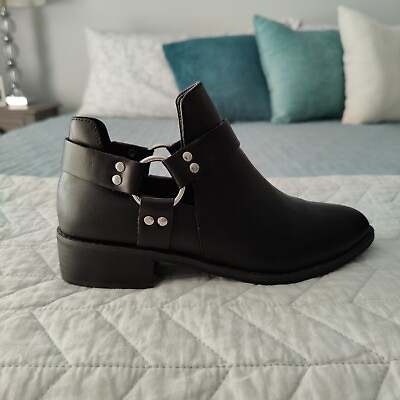 #ad Women Leather Black Ankle Boot Size US 4.5 Excellent Condition $25.00