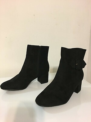 #ad Black Faux Suede Ankle Boots Size 11M $22.99