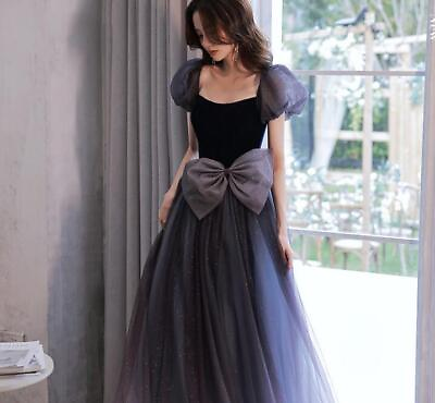 #ad Womens Evening Party Dress Short Puff Sleeve A line Gauze Formal Ball Gown Dress $80.24