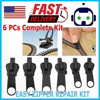 Fix Zipper Zip Slider Repair Instant Kit Removable Rescue Replacement Pack of 6P $3.49